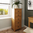 Oregon Oak 5 Drawers Narrow Chest by Lavishway | Chest Of Drawers-31825