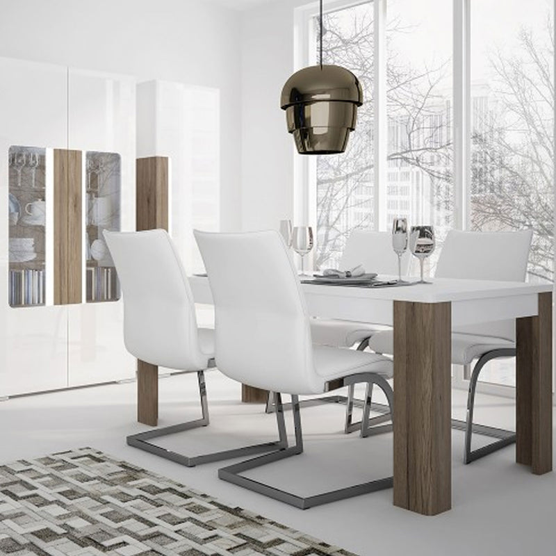 Toronto Dining Table with 4 White Chairs by Lavishway | Dining Table Set-30581