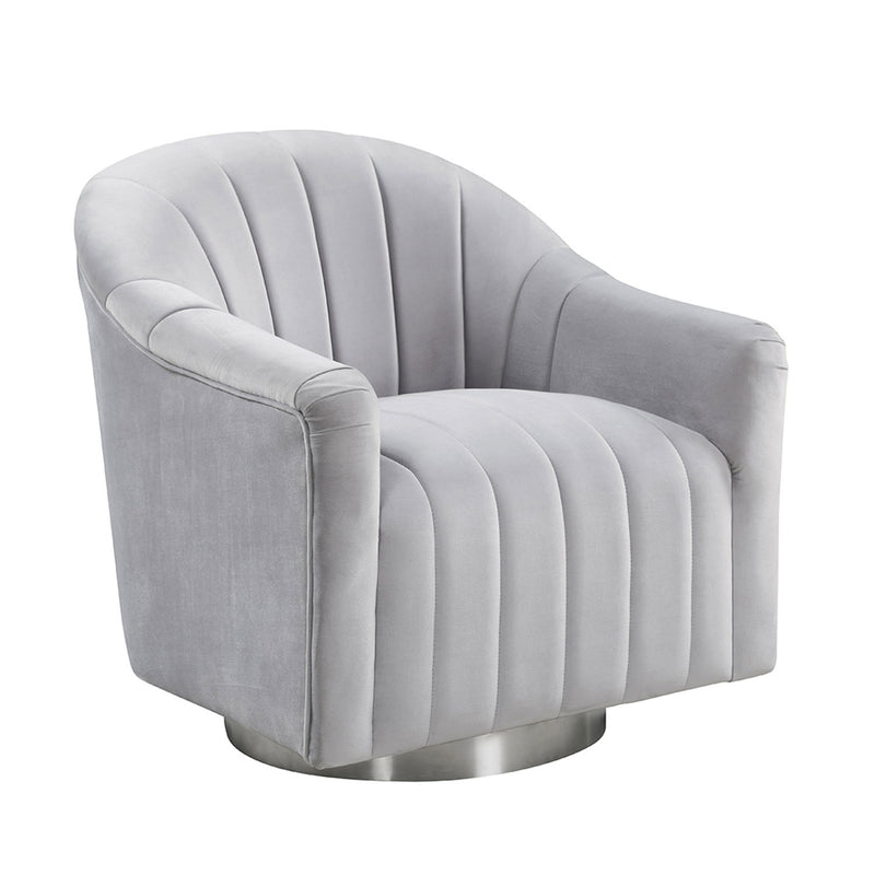 Tiffany Swivel Silver Velvet Tub Chair by Lavishway | Velvet Sofa-35211