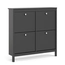 Madrid Matt Black 4 Compartment Shoe Cabinet by Lavishway | Shoe Cabinets-29913