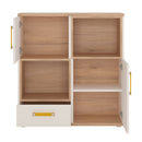 Oak & White High Gloss 2 Doors Cupboard by Lavishway | Cupboards & Cabinets-29806