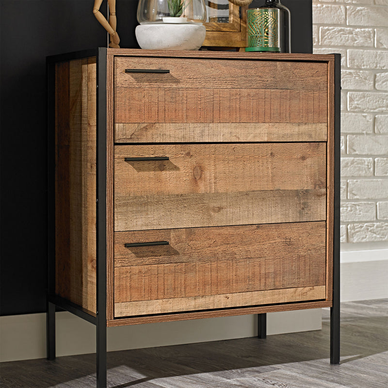 Hoxton Oak Effect 3 Drawer Chest by Lavishway | Chest Of Drawers-35252