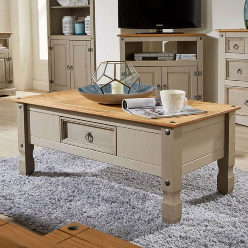 Corona Pine Grey Living Room Furniture by Lavishway | Coffee Tables-43000