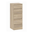 Nova Oak Finish Narrow 5 Drawers Chest by Lavishway | Chest Of Drawers-30104