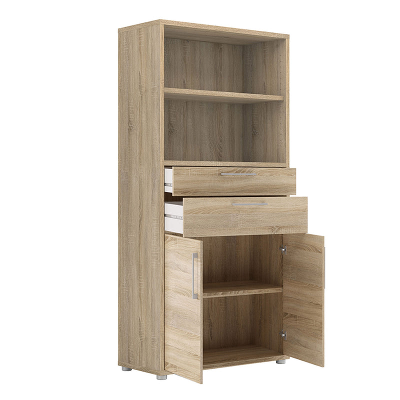 Prima Oak 2 Doors Bookcase With 4 Shelves by Lavishway | Book Shelves and Cabinets-29217