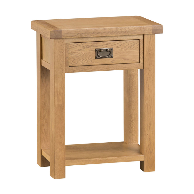 Chunky Solid Oak 1 Drawer Lamp Table by Lavishway | Side Tables-32776