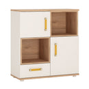 Oak & White High Gloss 2 Doors Cupboard by Lavishway | Cupboards & Cabinets-29805