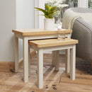 Rutland Oak Top Nest of 2 Tables in Dove Grey by Lavishway | Nest of Tables-36469