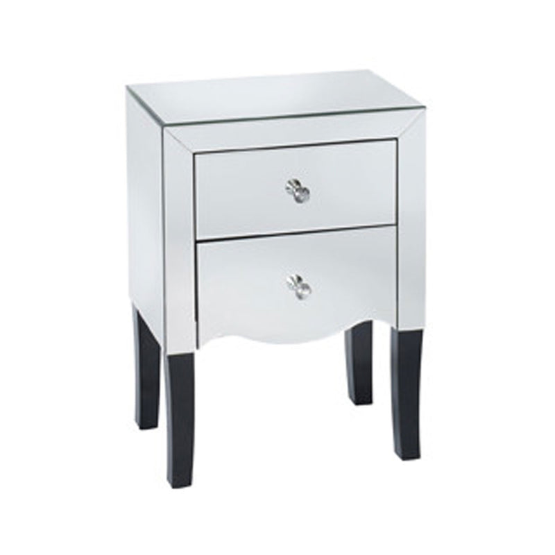 Valentina Mirrored 2 Drawers Bedside Table by Lavishway | Bedside Tables-28352