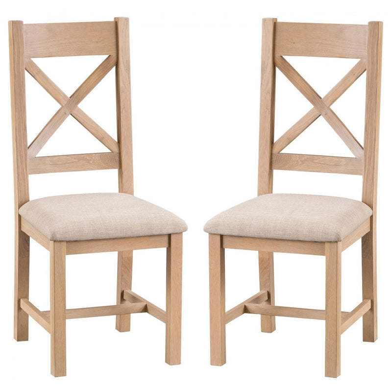 London Oak Cross Back Dining Chair Set of 2 by Lavishway | Dining Chairs-30706