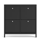 Madrid Matt Black 4 Compartment Shoe Cabinet by Lavishway | Shoe Cabinets-29914