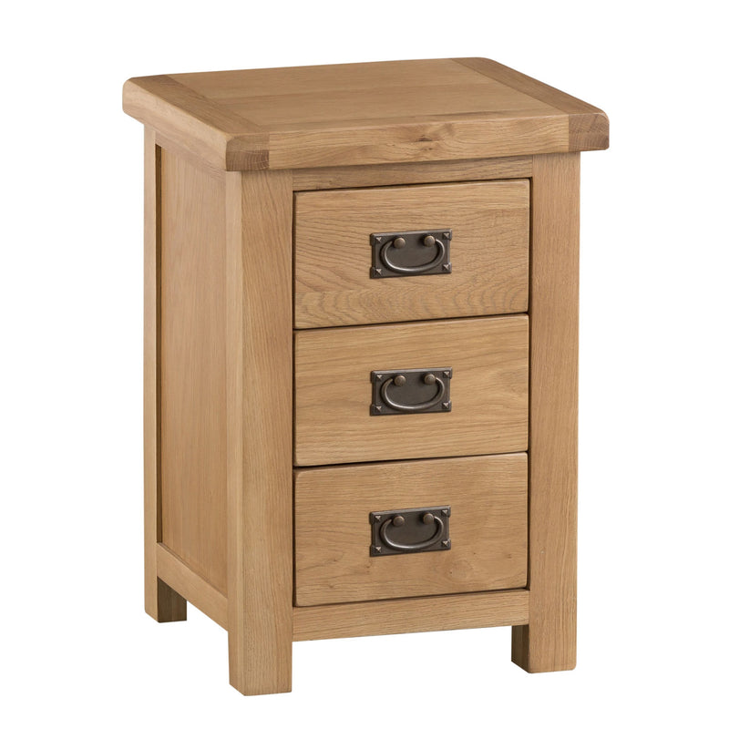 Chunky Oak 3 Drawer Large Bedside Cabinet by Lavishway | Bedside Tables-37267