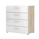Pepe Oak & White High Gloss 4 Drawers Chest by Lavishway | Chest Of Drawers-29225