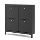 Madrid Matt Black 4 Compartment Shoe Cabinet by Lavishway | Shoe Cabinets-29915