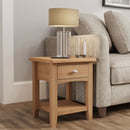 Guildford Solid Oak 1 Drawer Lamp Table by Lavishway | Side Tables-31999