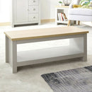 Open Shelf Coffee Table in Oak & White by Lavishway | Coffee Tables-38458