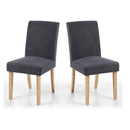 Morton Grey Woven Linen Dining Chair Set of 2 by Lavishway | Dining Chairs-37446
