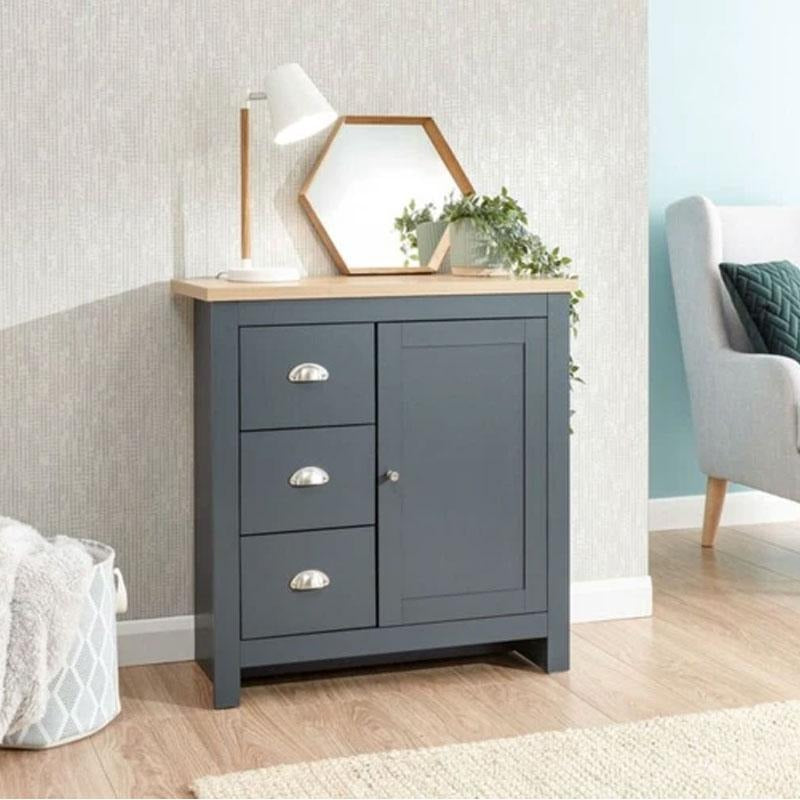 Slate Blue 3 Drawers 1 Door Slim Sideboard by Lavishway | Sideboards-39269
