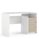 Function Plus White 3 Oak Drawers Desk by Lavishway | -30623