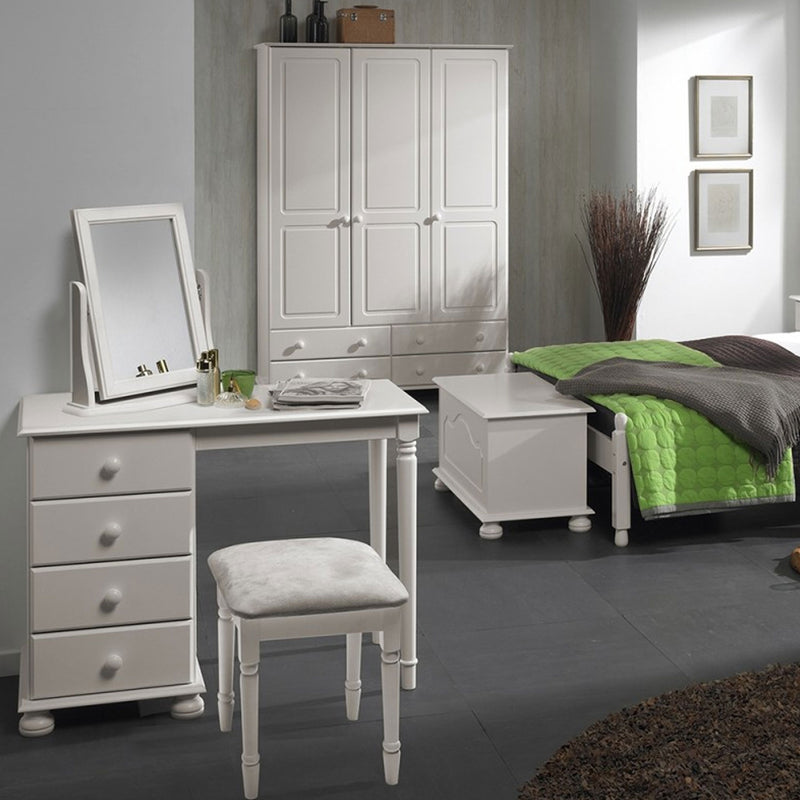 Copenhagen White 4 Drawers Dressing Table by Lavishway | Dressing Tables-30181
