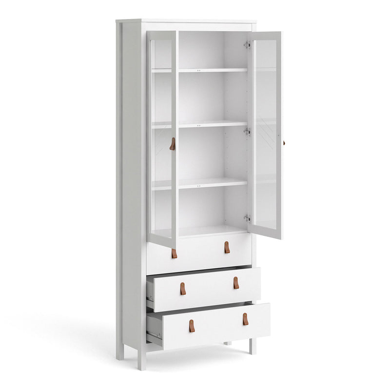 Barcelona White 2 Glass Doors Display Cabinet by Lavishway | Display Cabinet-29766