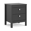 Madrid Matt Black 2 Drawers Bedside Table by Lavishway | Bedside Tables-29897