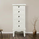 Antoinette White 5 Drawer Narrow Chest by Lavishway | Chest Of Drawers-30789