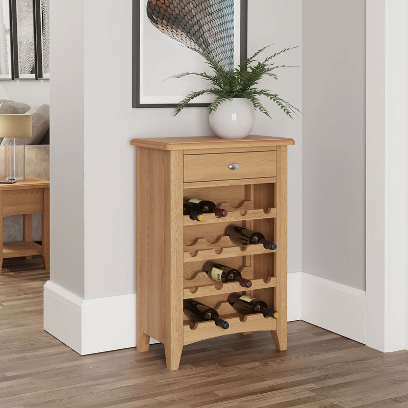 Guildford Solid Oak Wine Cabinet by Lavishway | Wine Racks-31900