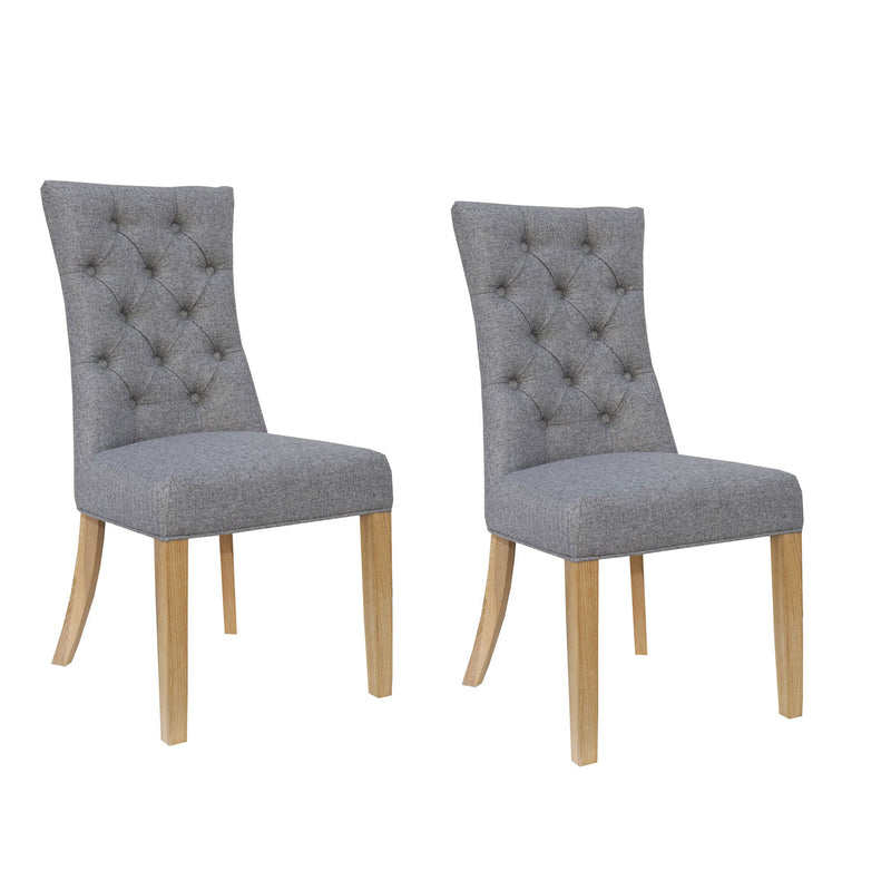 Curved Grey Fabric Dining Chair Set of 2 by Lavishway | Dining Chairs-31080