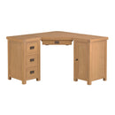 Chunky Solid Oak Corner Computer Desk by Lavishway | Oak Wood Desks-37190