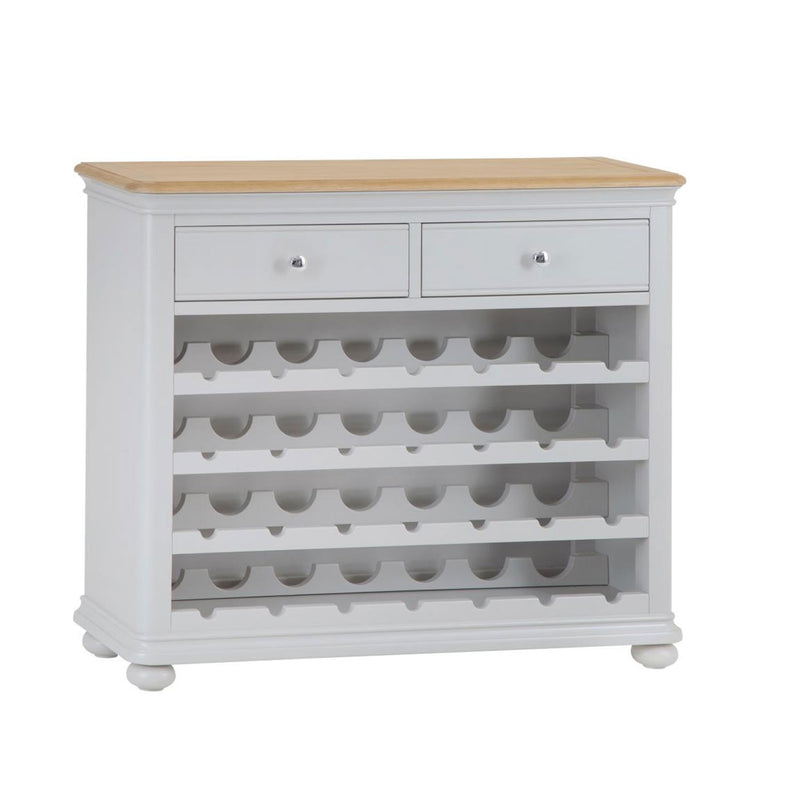 Marseille Oak Top Wine Rack in Soft Grey by Lavishway | Wine Racks-31823