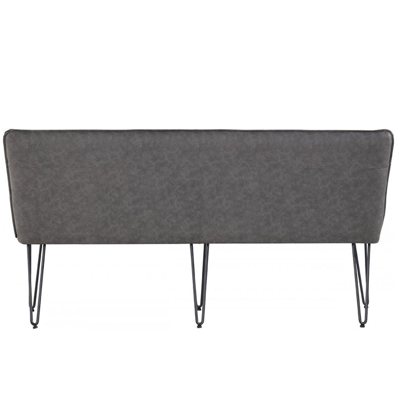 Studded Back Grey Leather Dining Bench by Lavishway | Dining Benches-31425
