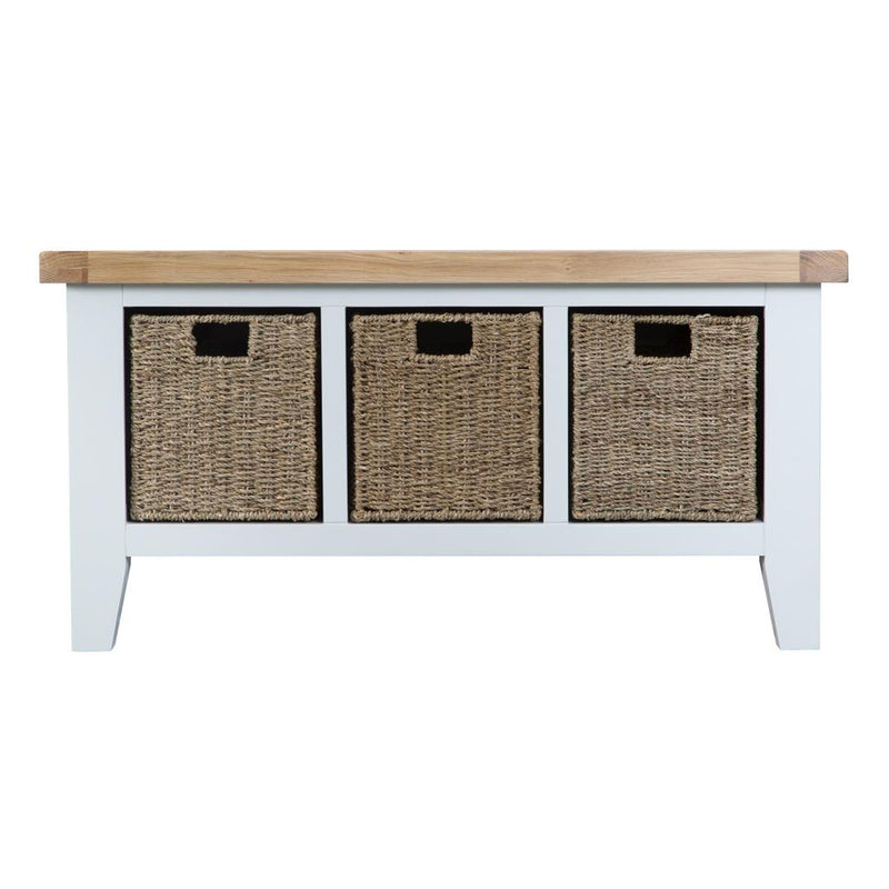 Tattershall Oak Top 3 Basket Unit Hall Bench by Lavishway | Benches & Storage Benches-33065