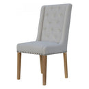 Natural Studded Fabric Dining Chair Set of 2 by Lavishway | Dining Chairs-36140