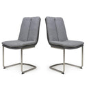 Triton Linen Light Grey Dining Chair Set of 2 by Lavishway | Dining Chairs-37689