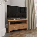 Guildford Solid Oak 2 Drawer Corner TV Unit by Lavishway | TV Units Cabinets-36680