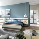 Chelsea White High Gloss Bed With Oak Trim by Lavishway | Wooden Beds-30205