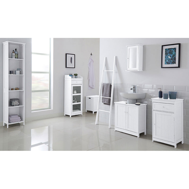 Alaska White Wooden Laundry Cabinet by Lavishway | Cupboards & Cabinets-30875