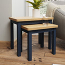 Rutland Blue Oak Top Nest of 2 Tables by Lavishway | Nest of Tables-36342