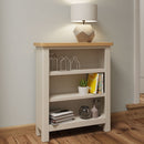 Rutland Oak Top Wide Bookcase in Dove Grey by Lavishway | Book Shelves and Cabinets-36504