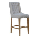 Button Back Fabric Natural Bar Stool by Lavishway | Bar Stools-31128