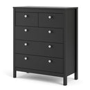 Madrid Matt Black 2 Over 3 Chest Of Drawers by Lavishway | Chest Of Drawers-29884