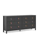 Barcelona Matt Black 8 Drawers Double Dresser by Lavishway | Sideboards-30256