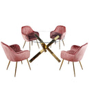 Capri Round Dining Table With Gold Metal Legs by Lavishway | Dining Tables-35343