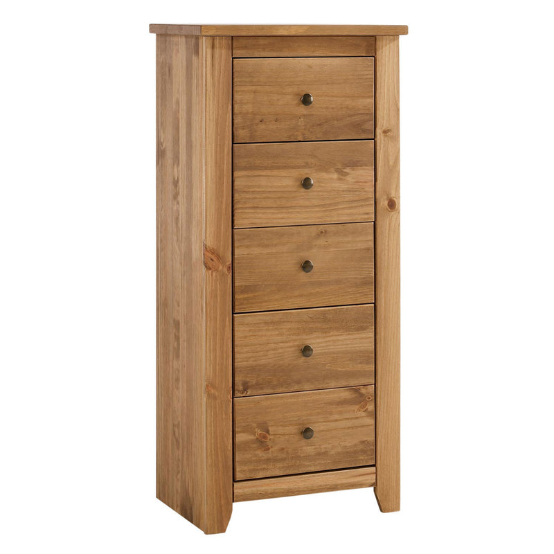 Havana Pine Narrow 5 Drawer Chest by Lavishway | Chest Of Drawers-32696
