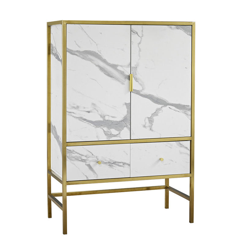 Monaco White Faux Marble Drinks Cabinet by Lavishway | Wine Racks-30906