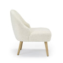 Ted Wooden Legs Fabric White Accent Chair by Lavishway | Bedroom Chairs-35153