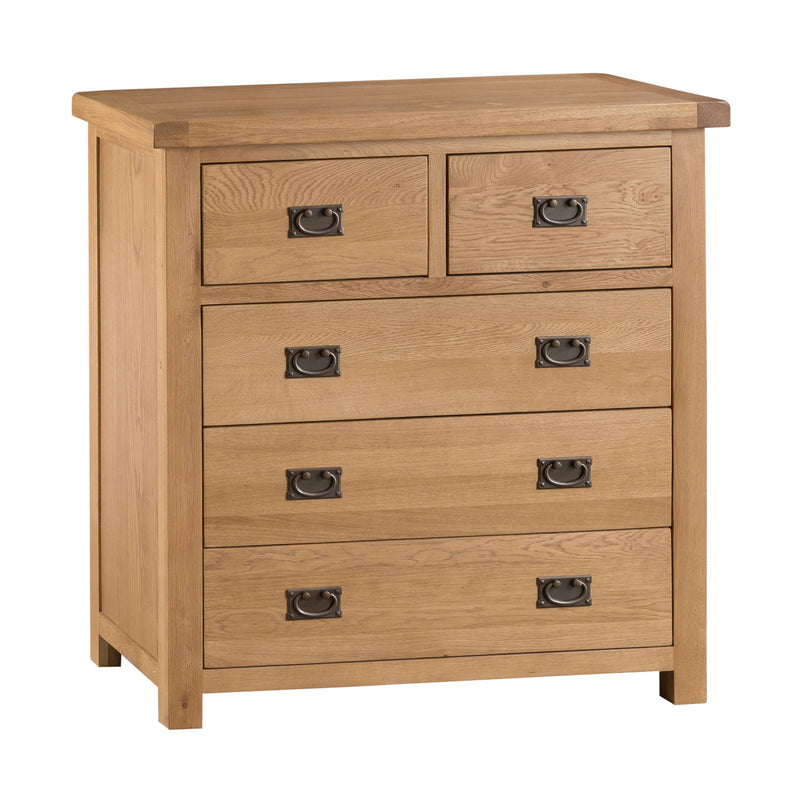 Chunky Oak Wood 2 Over 3 Drawers Chest by Lavishway | Chest Of Drawers-37250