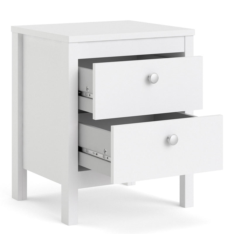 Madrid White 2 Drawers Bedside Table by Lavishway | Bedside Tables-29540