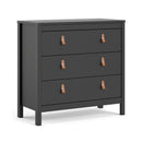 Barcelona Matt Black 3 Drawer Chest by Lavishway | Chest Of Drawers-30249